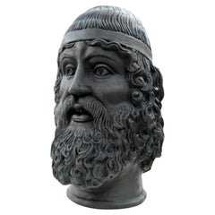 HEAD OF THE RIACE BRONZE KNOWN AS "THE YOUNG MAN" PATINATED TERRACOTTA, 20th Cen