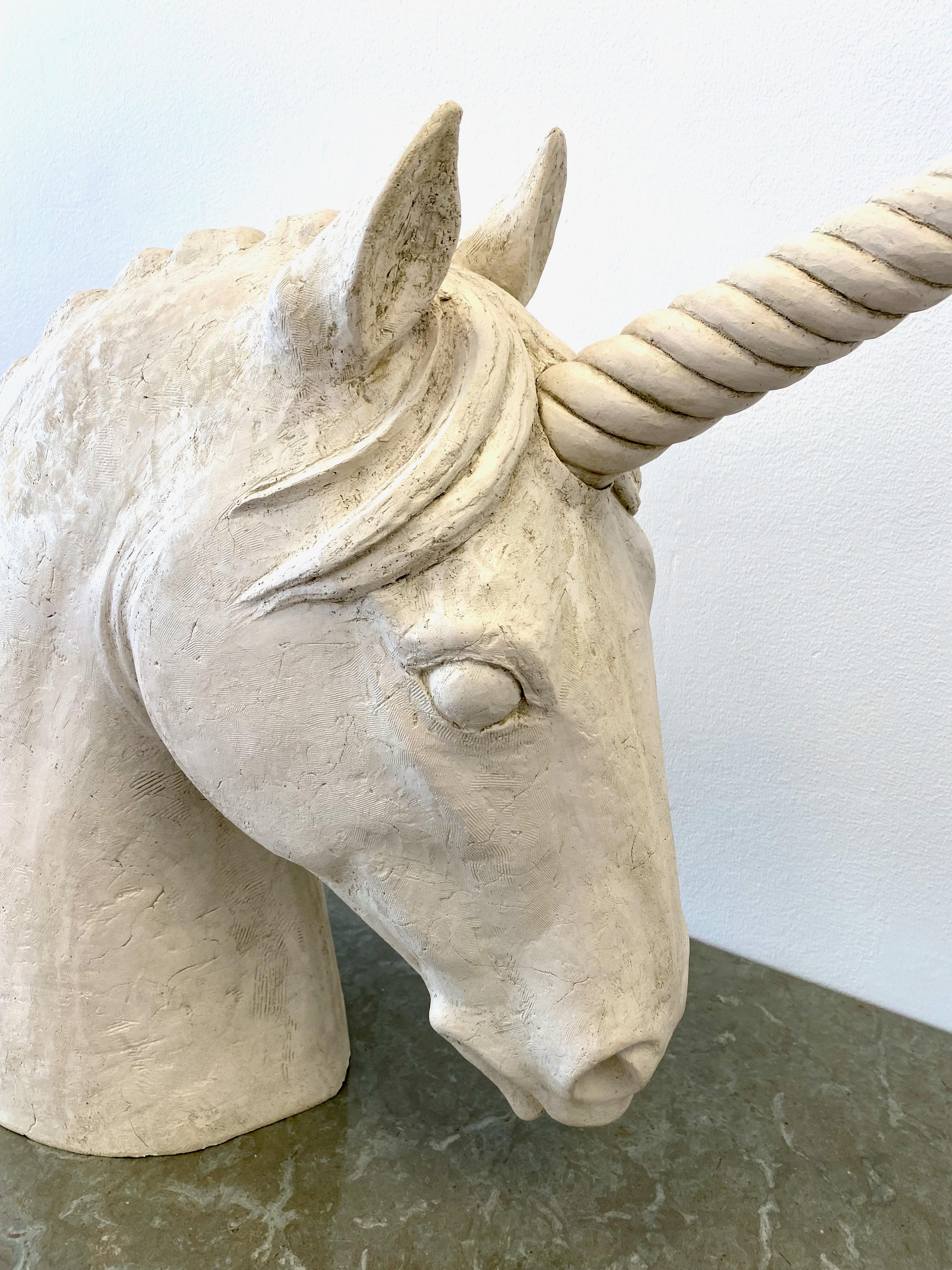 Modern Head of the Unicorn  Ceramic sculpture by Norwegian artist Unni Brekke Widenfalk