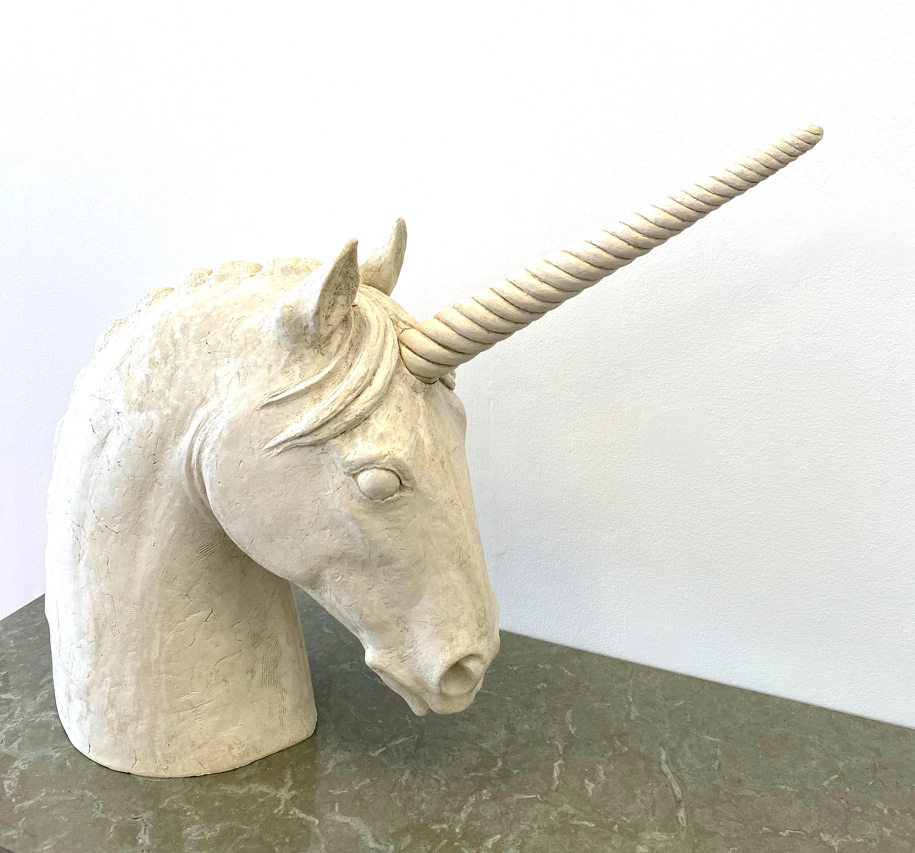 Swedish Head of the Unicorn  Ceramic sculpture by Norwegian artist Unni Brekke Widenfalk
