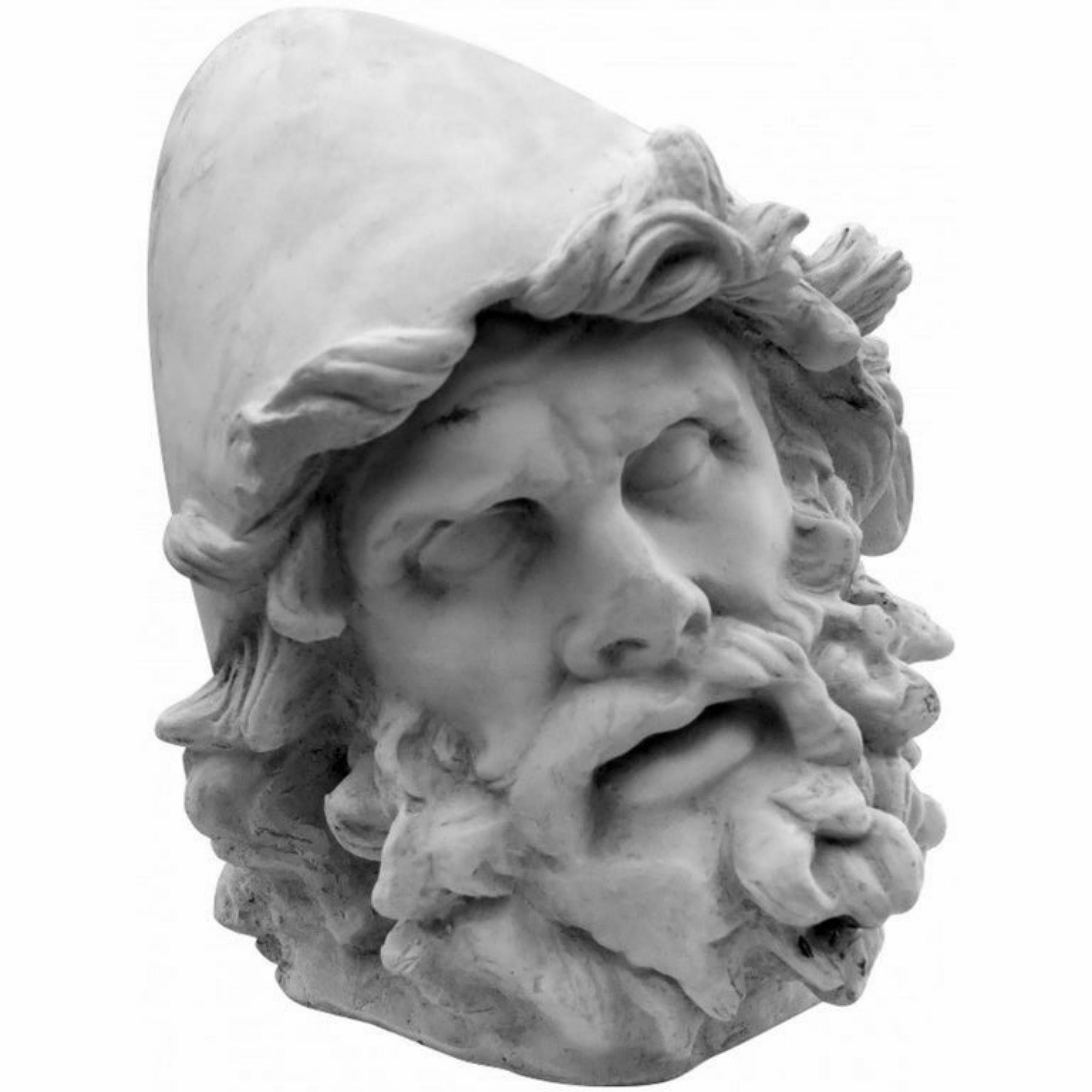 Italian Head of Ulysses in White Terracotta, Odyssey of the Polifemo Group Early 20th C For Sale
