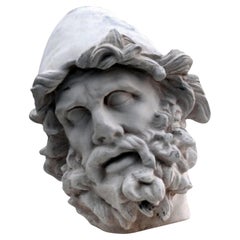 Antique Head of Ulysses in White Terracotta, Odyssey of the Polifemo Group Early 20th C