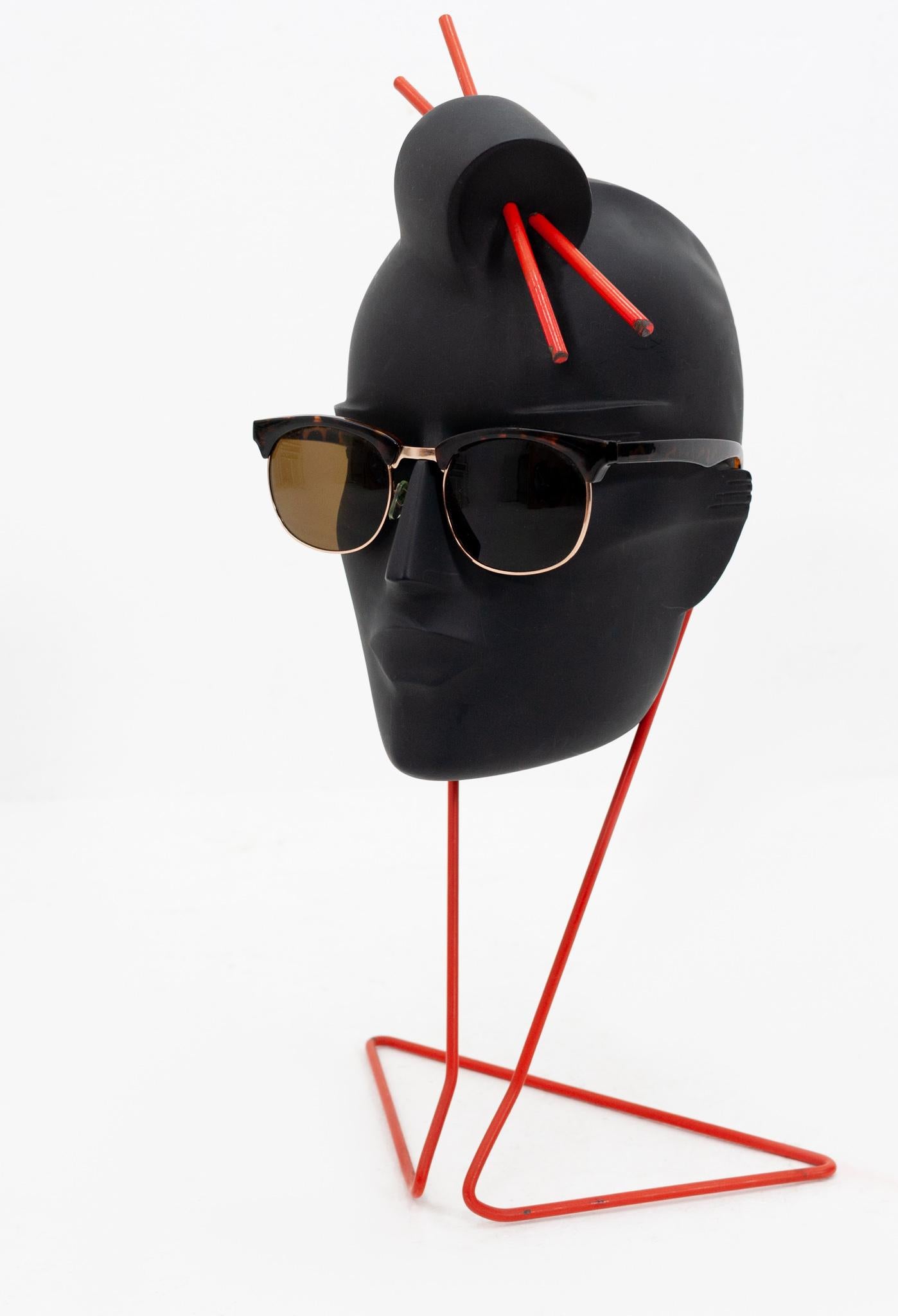Modern Head Sculpture in Black Plastic by Lindsey B