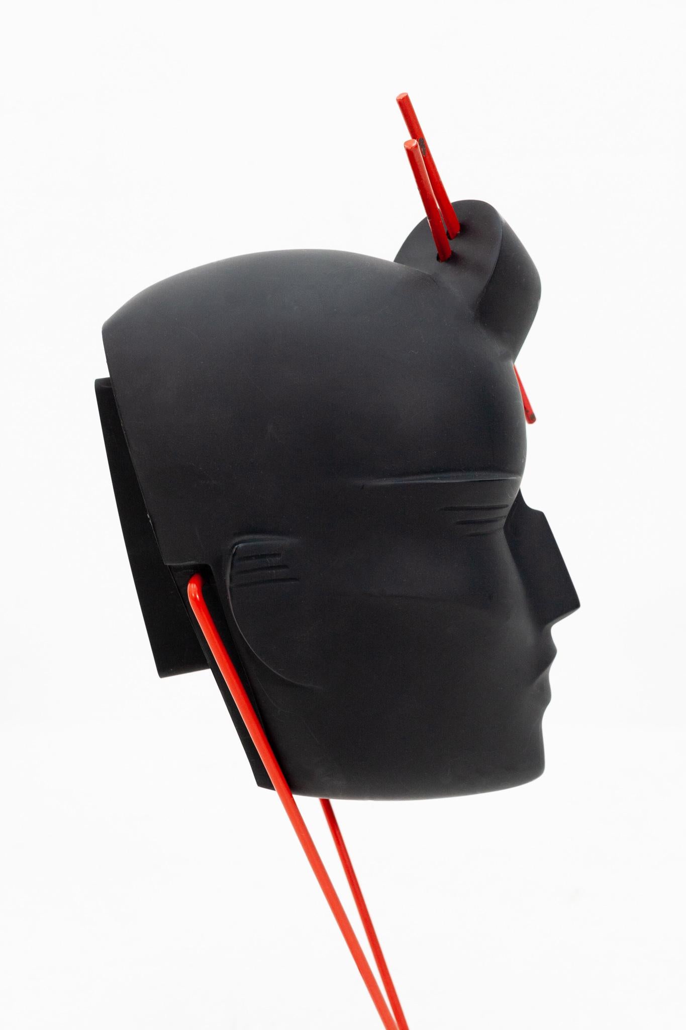English Head Sculpture in Black Plastic by Lindsey B