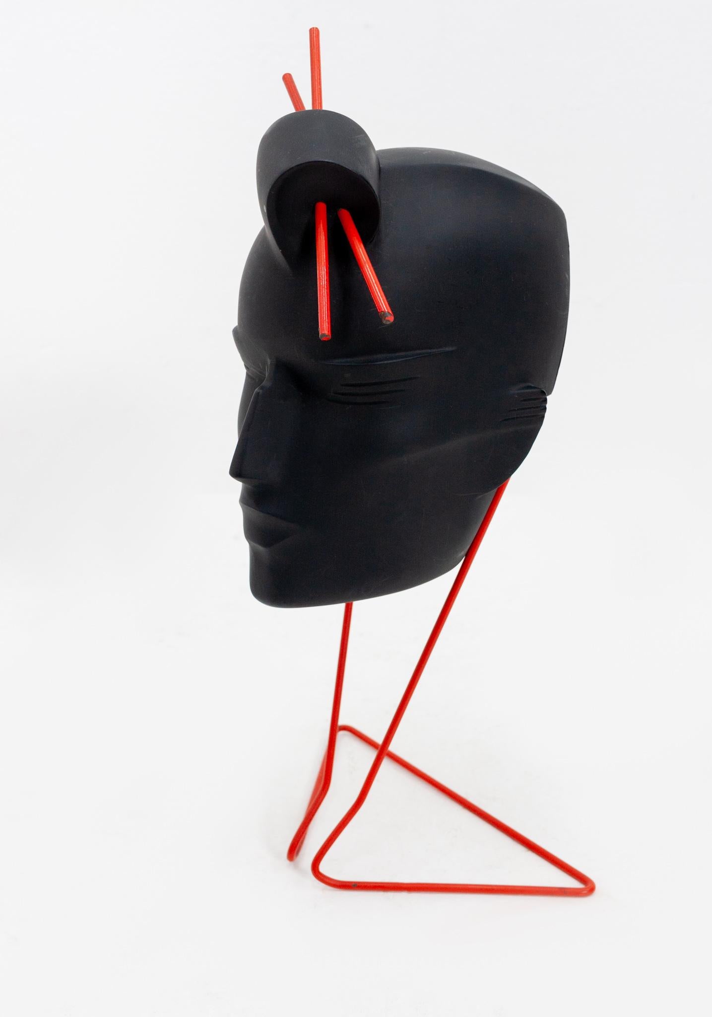 Head Sculpture in Black Plastic by Lindsey B 1