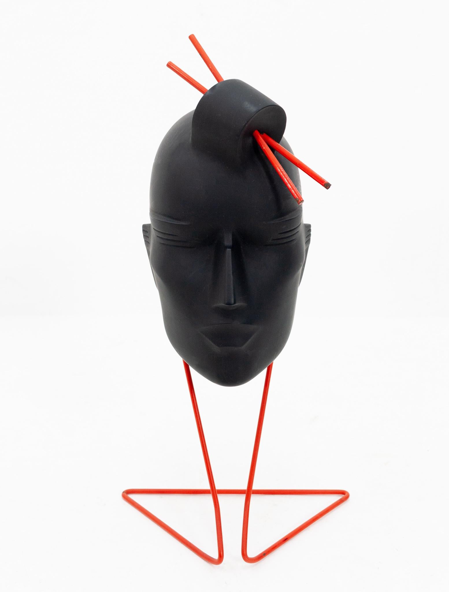 Head Sculpture in Black Plastic by Lindsey B 2