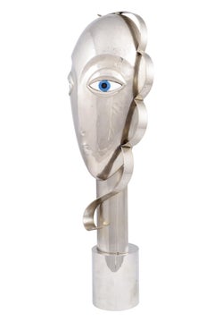 Head Sculpture with Enamelled Eyes, Franz Hagenauer, 1970s