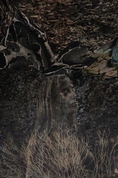 ‘Head Study with Townscape Beyond’ Collage on Canvas by Jeet Chhabda, 1982
