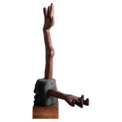 Organic Hand Carved Sculpture in Oiled Walnut by Casey McCafferty