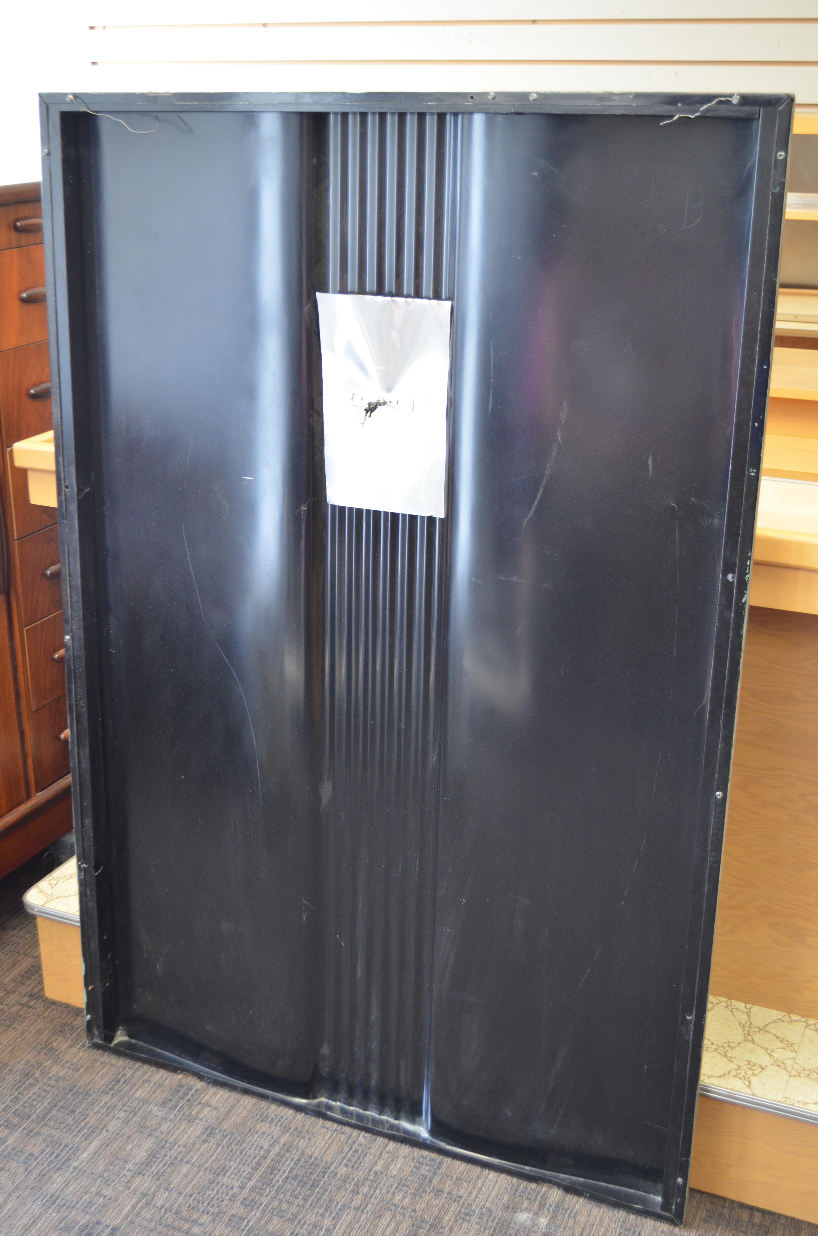 Headboard for Twin Single Bed, Industrial Wall Art: Deco Carrier Portal w/Light In Good Condition For Sale In Madison, WI