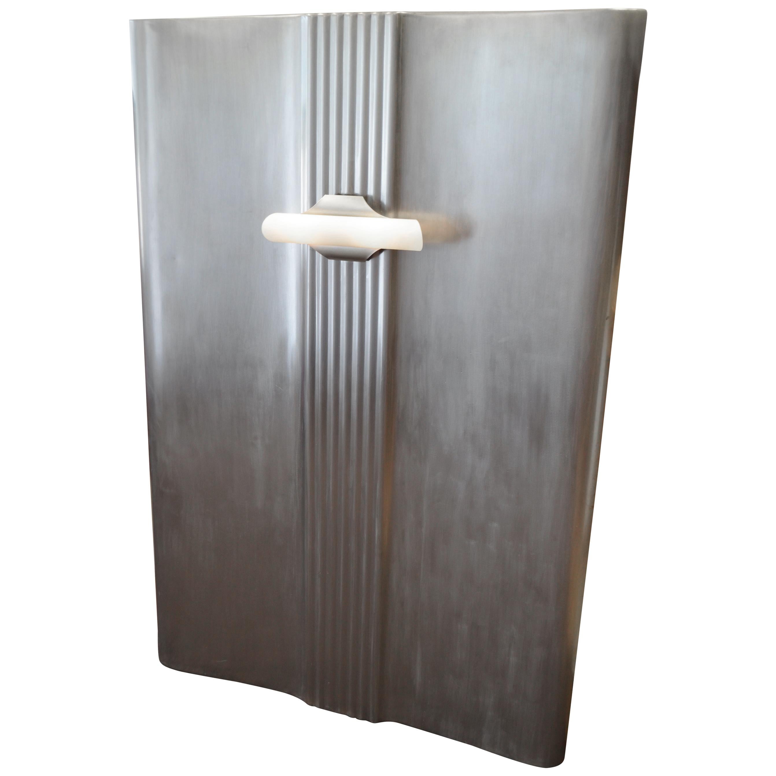 Headboard for Twin Single Bed, Industrial Wall Art: Deco Carrier Portal w/Light For Sale