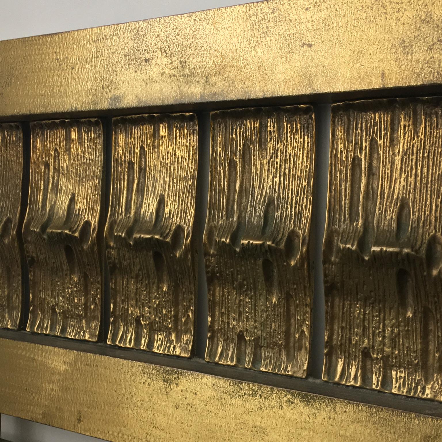 Headboard of Cast and Hammered Brass by Luciano Frigerio, Italy 5