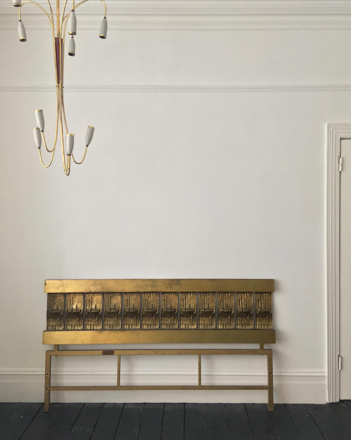 Headboard of Cast and Hammered Brass by Luciano Frigerio, Italy 6