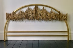 Headboard with Brutalist Bronze Sculpture by Frigerio, Italy, 1968