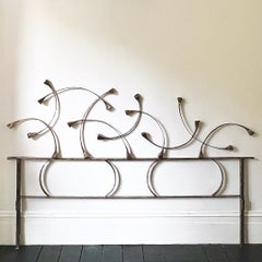 Headboard with Hand-Forged Sculpture by Marsura, Italy, 1970s