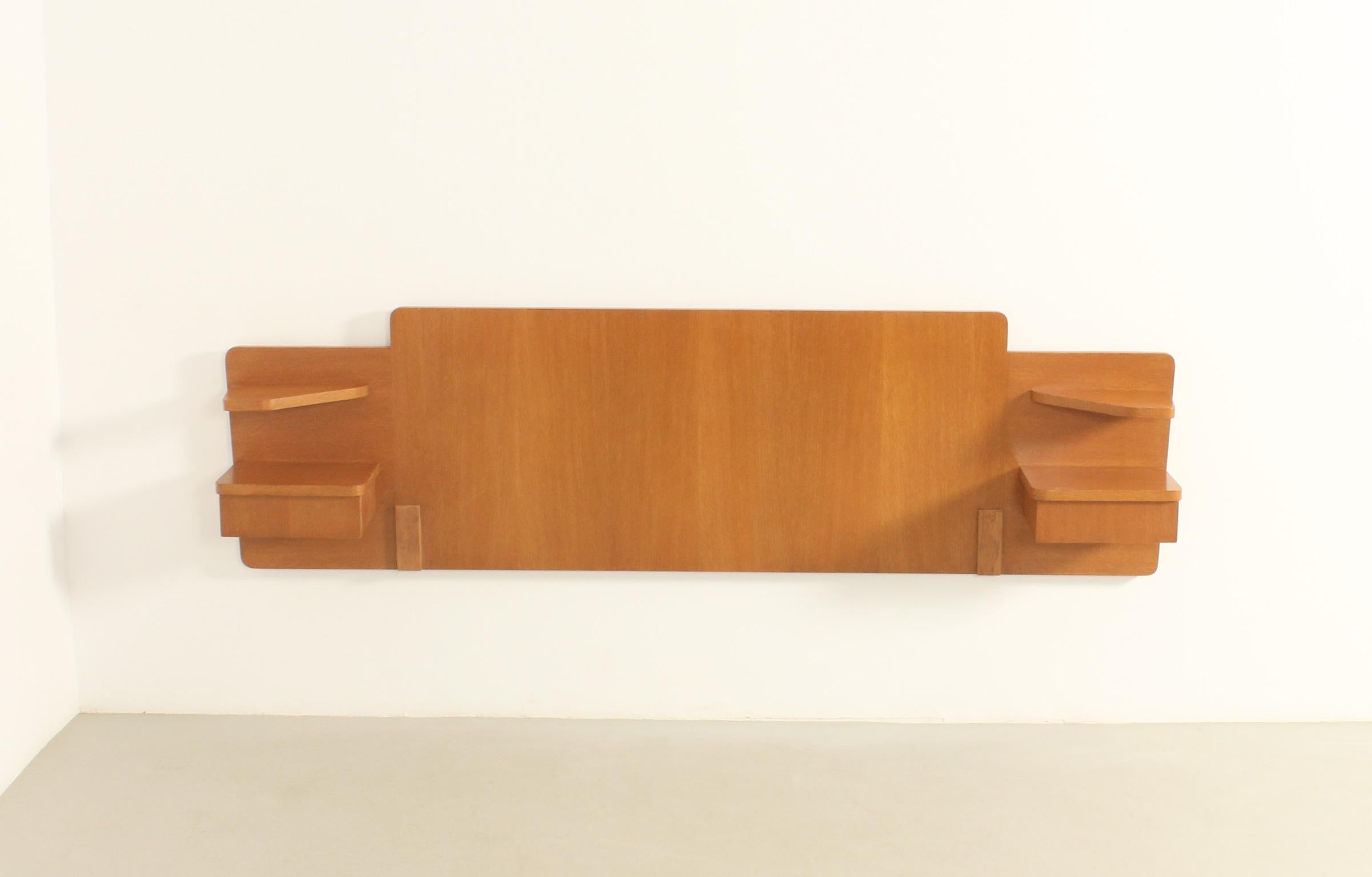 Headboard with Nightstands in teak wood, France, 1960's For Sale 3