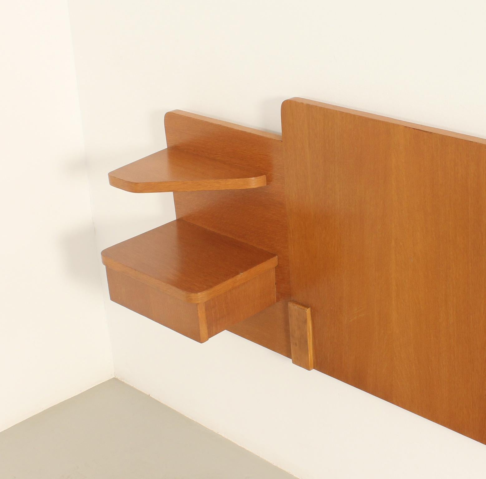 Mid-20th Century Headboard with Nightstands in teak wood, France, 1960's For Sale