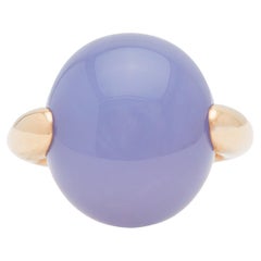 Kopfteiler Pomellato Italienischer 27,00 Karat Blauer Chalcedon 18k Roségold Luna Ring