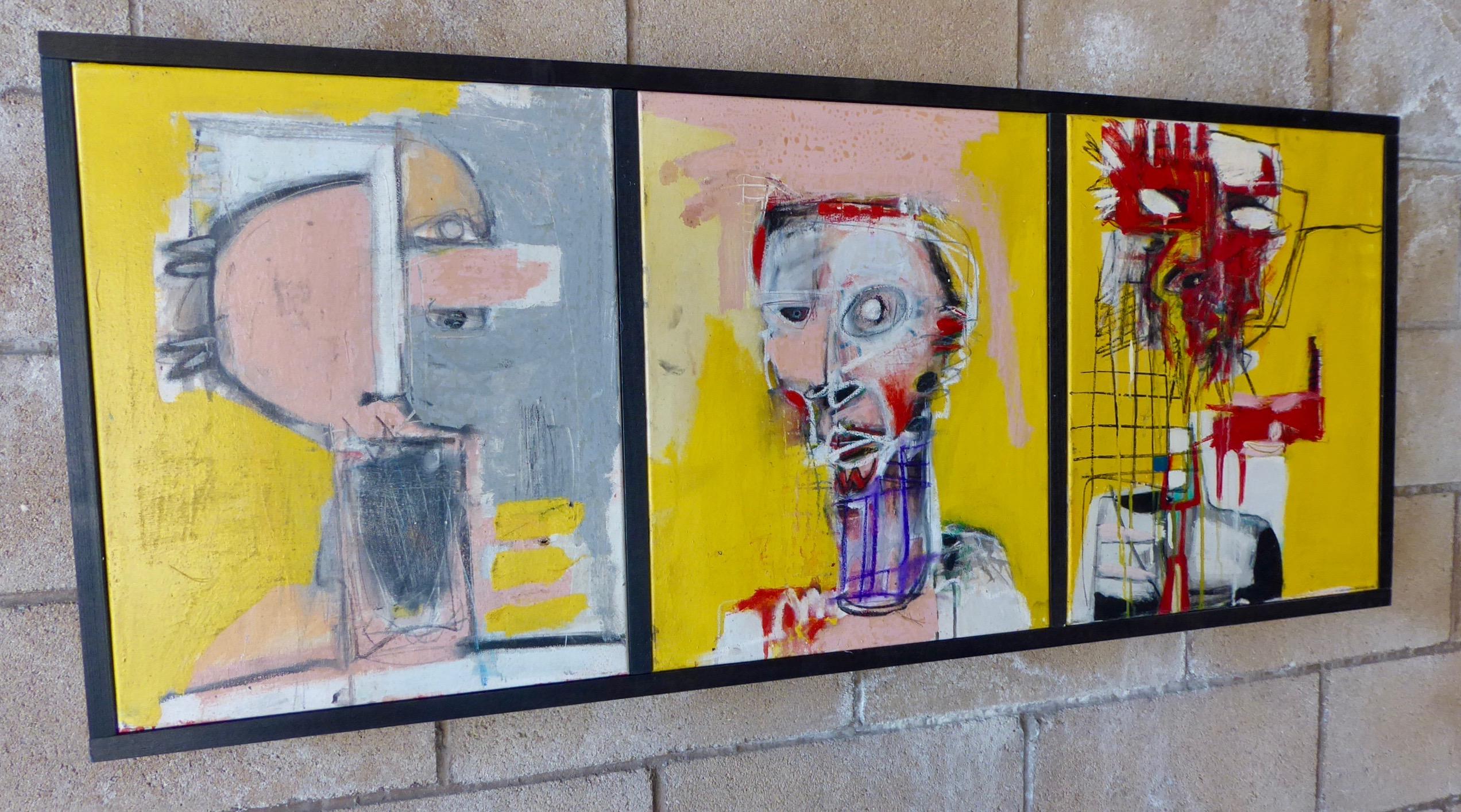 North American Heads 1, 2, 3, A Triptych Dated 2019 by Adam Henderson For Sale