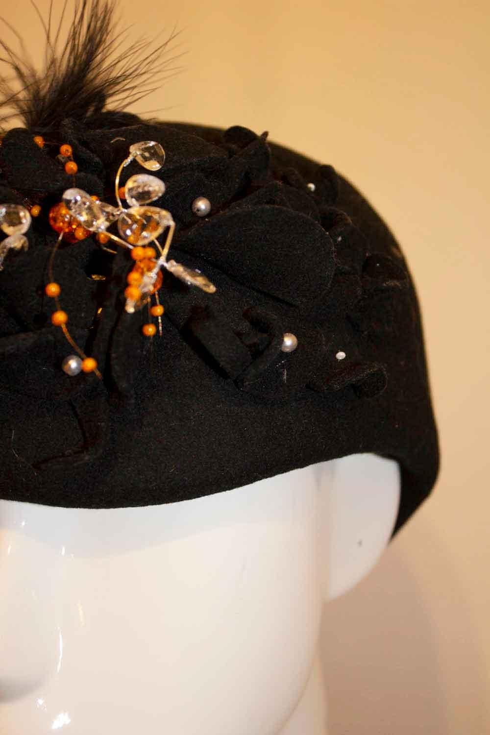 Headturning Embellished Black Hat 1