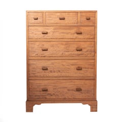 Heal & Son walnut tall chest of drawers, England circa 1920