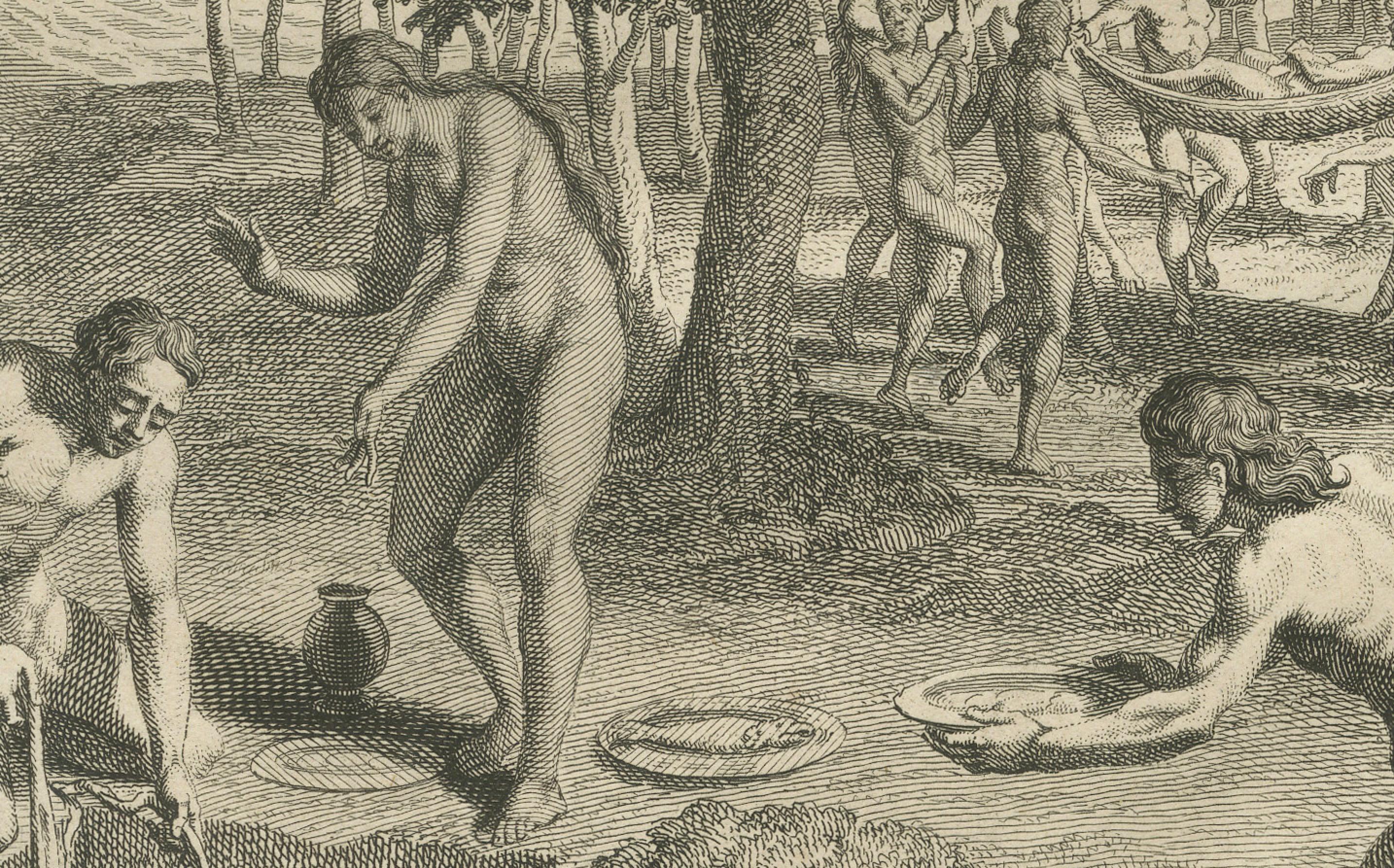 Rituales curativos y funerarios de los indígenas paria, imaginados en 1734 en Bueno estado para la venta en Langweer, NL