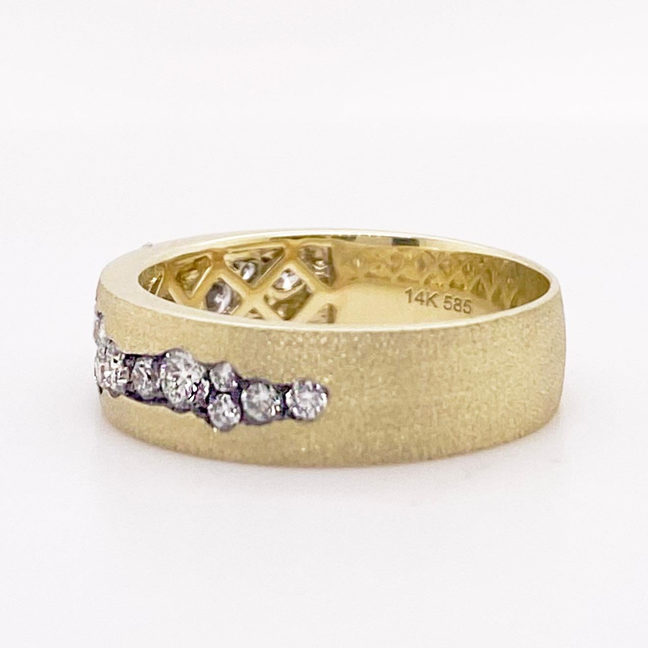 Customizable Healing Diamond Ring, Green Gold Satin Diamond Band, Flush ...