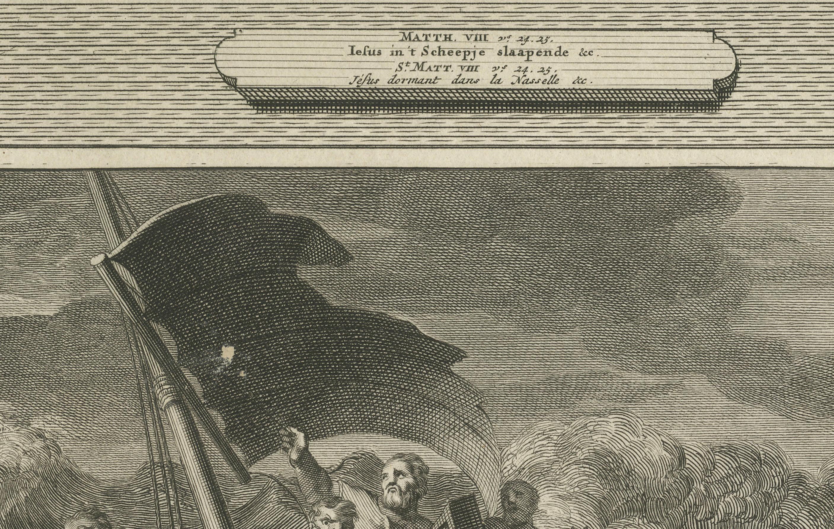 Néerlandais Guérison du serviteur du centurion et Christ calmant la tempête, Pieter Mortier 1700 en vente