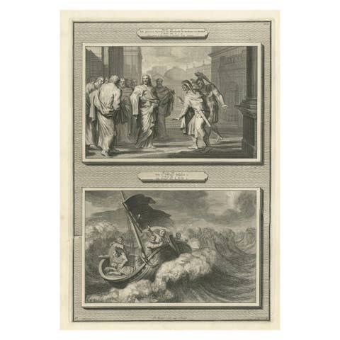Healing of a Centurion’s Servant & Christ Calming the Storm, Pieter Mortier 1700