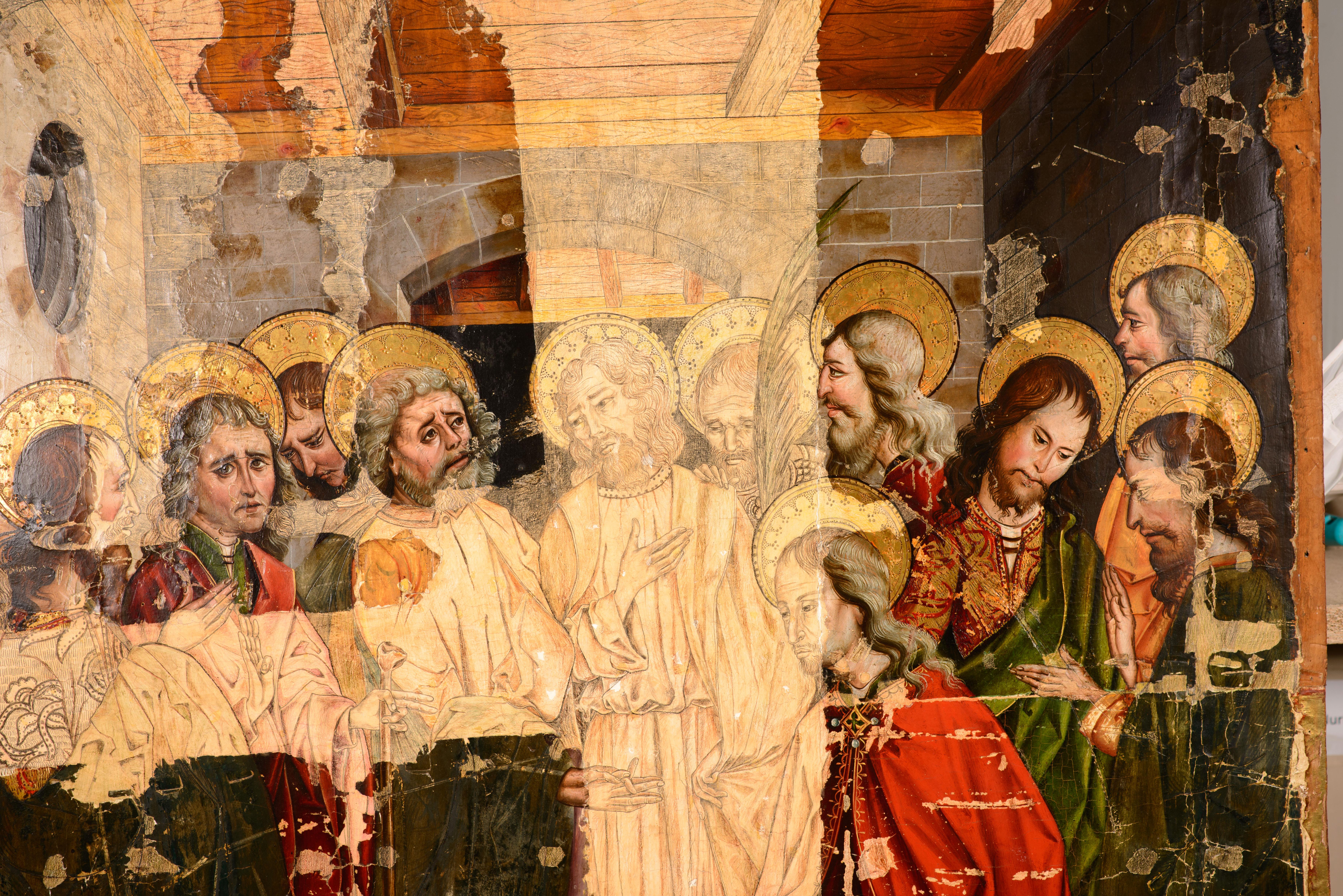 Renaissance Heal s'est fait soigner par un paralytique. Huile sur panneau. École castillane, XVIe siècle. en vente