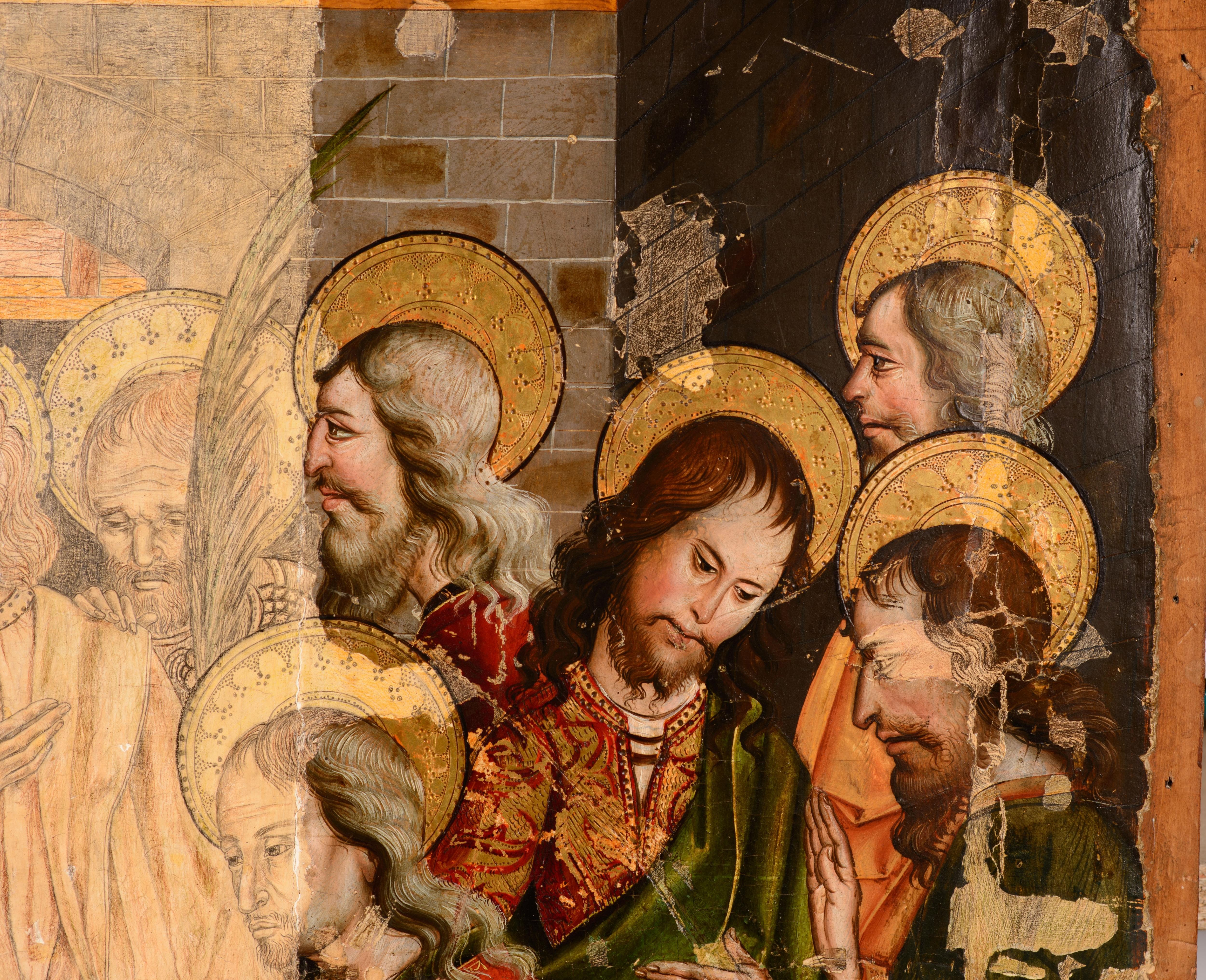 XVIIIe siècle et antérieur Heal s'est fait soigner par un paralytique. Huile sur panneau. École castillane, XVIe siècle. en vente