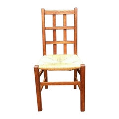 Heals, ein Arts & Crafts Eiche Binsen Sitz Lattice Back Side Chair