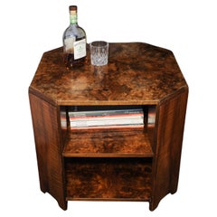 Heal's Art Deco Walnut Octagonal Two Tiered Drinks, Magazine Table