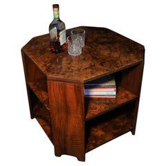 Heal's Art Deco Walnut Octagonal Two Tiered Drinks, Magazine Table