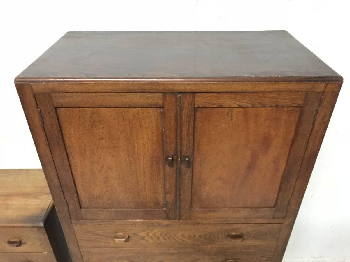 Hand-Crafted Betty Joel Attri Arts & Crafts Oak Tallboy and Matching Petite Chest of Drawers For Sale