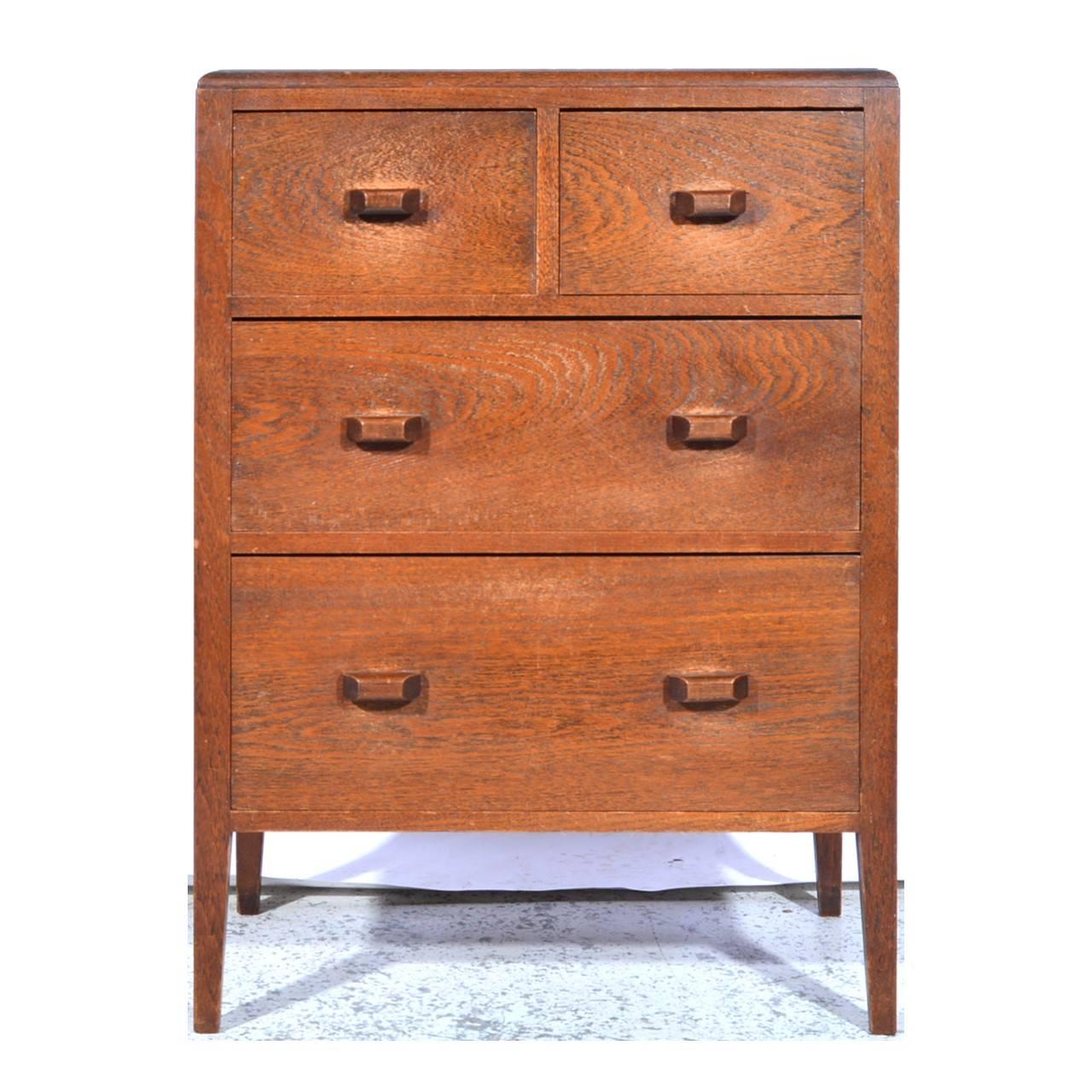 20th Century Betty Joel Attri Arts & Crafts Oak Tallboy and Matching Petite Chest of Drawers For Sale
