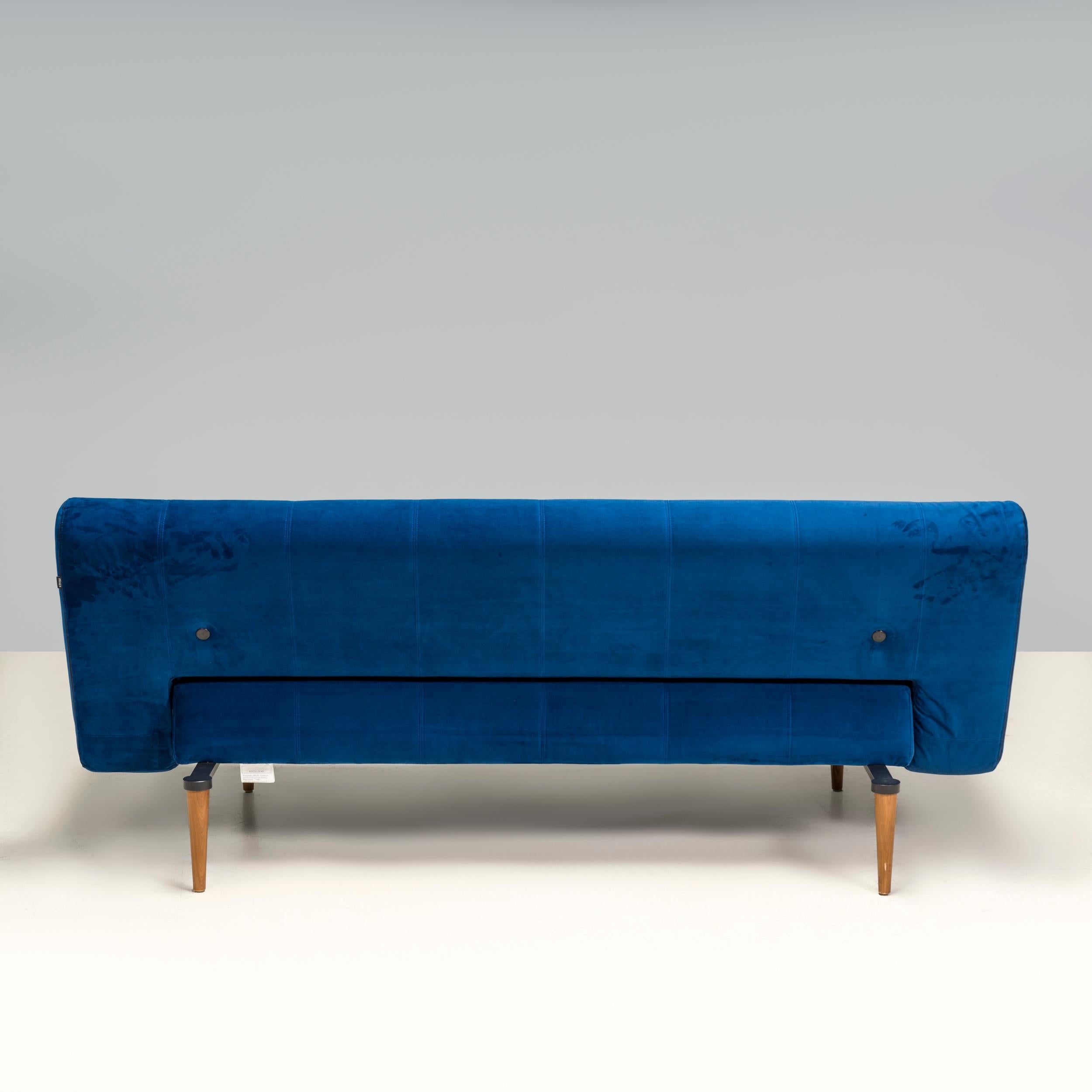 European Heal’s Hinge Blue Velvet Sofa Bed