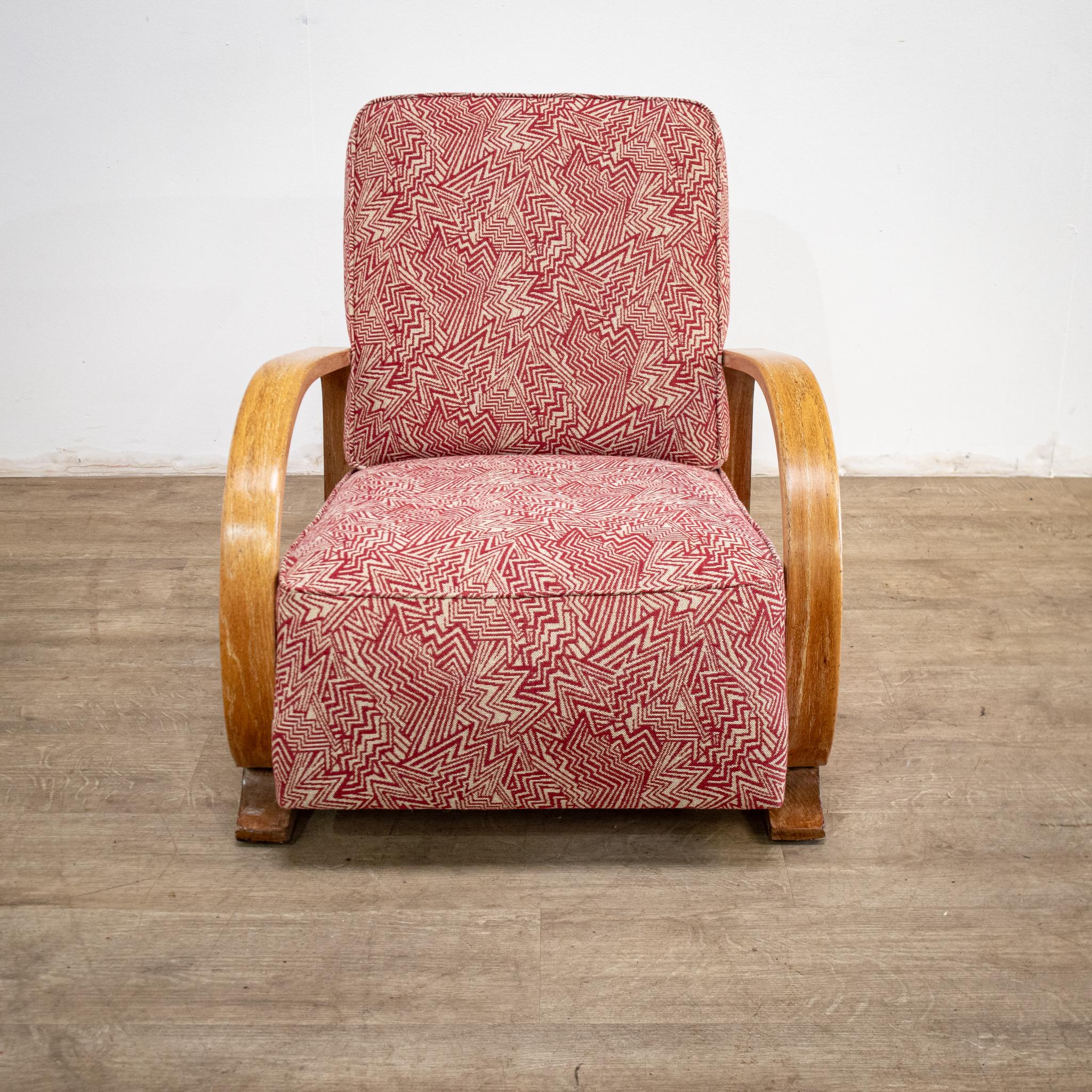 Art Deco Heals Limed Oak Armchair For Sale