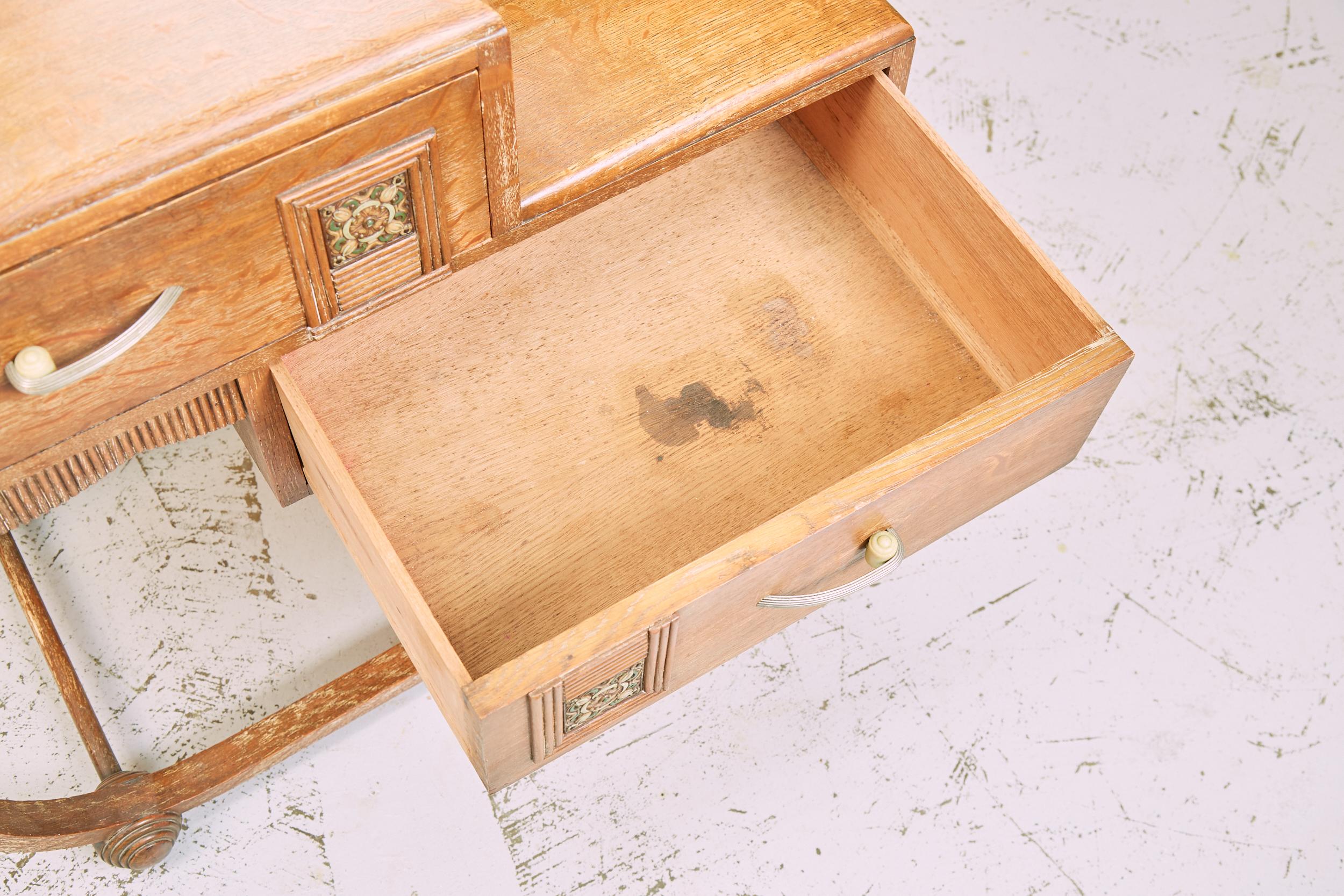 Heals Limed Oak Art Deco Bedroom Dresser and Wardrobe, 1930s 12