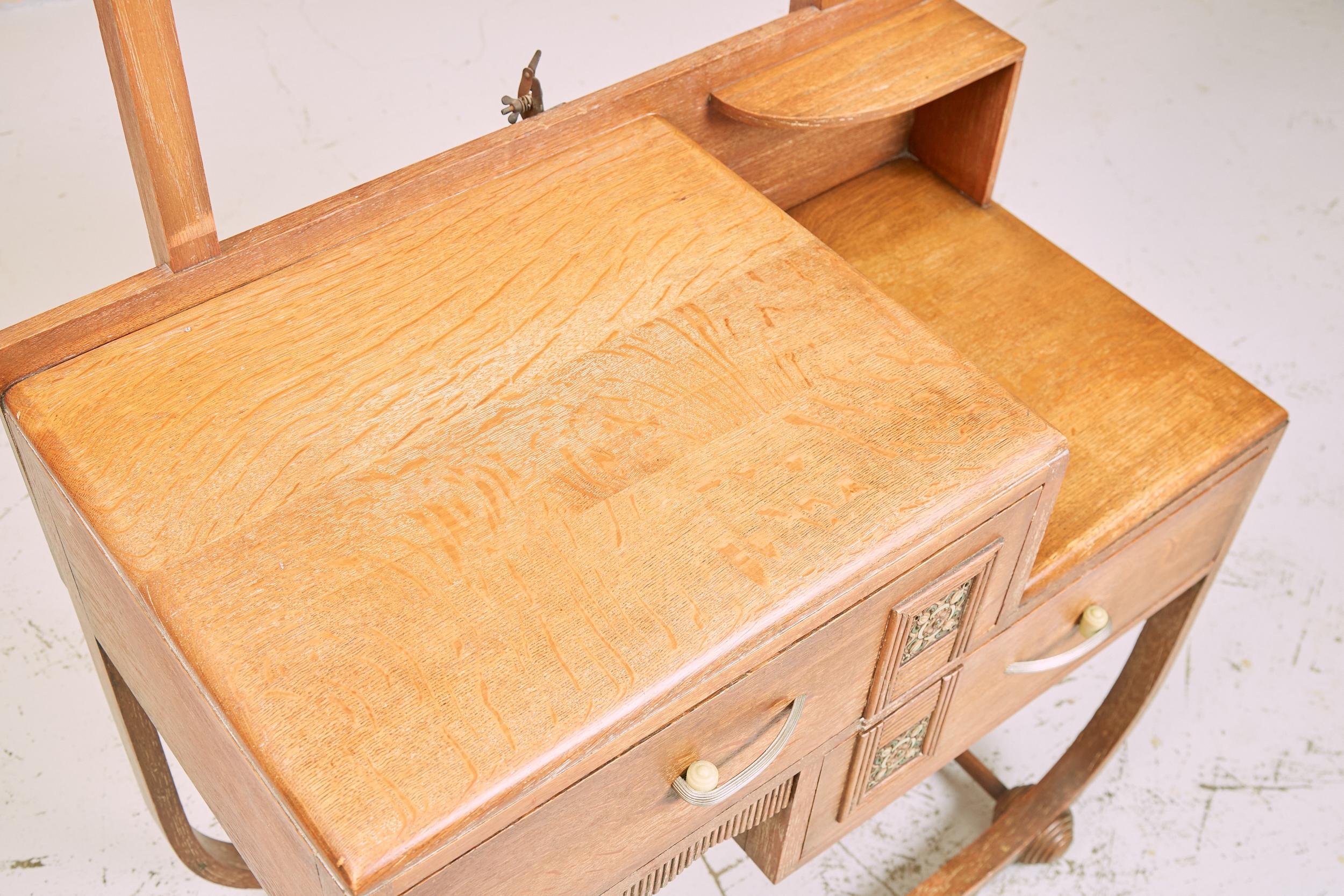 Heals Limed Oak Art Deco Bedroom Dresser and Wardrobe, 1930s 3