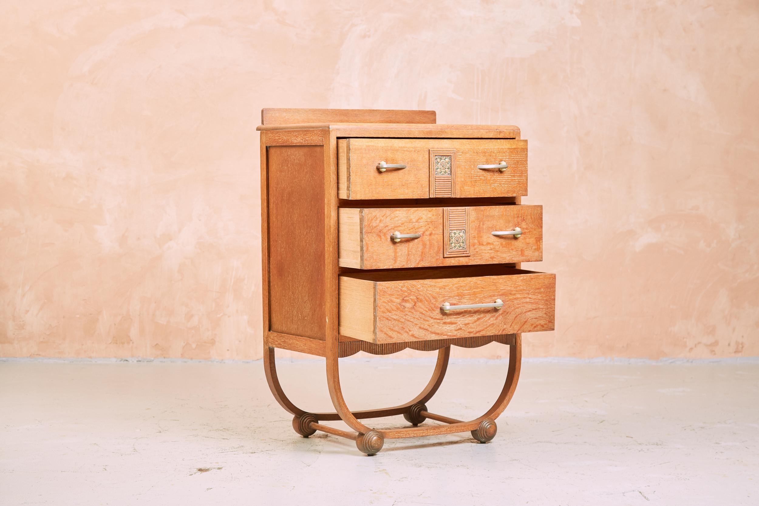 Heals Limed Oak Art Deco Bedroom Furniture Suite, 1930s For Sale at 1stDibs