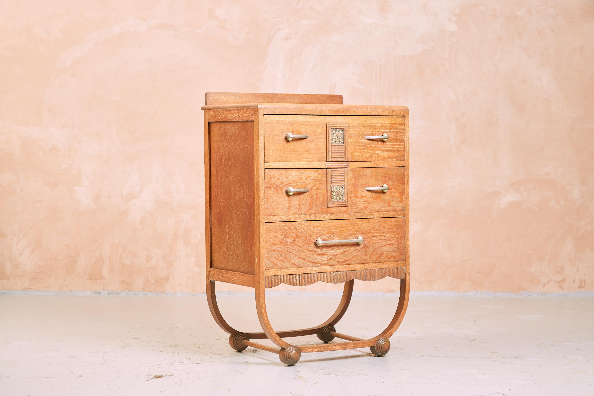 Heals Limed Oak Art Deco Bedroom Furniture Suite, 1930s For Sale at 1stDibs