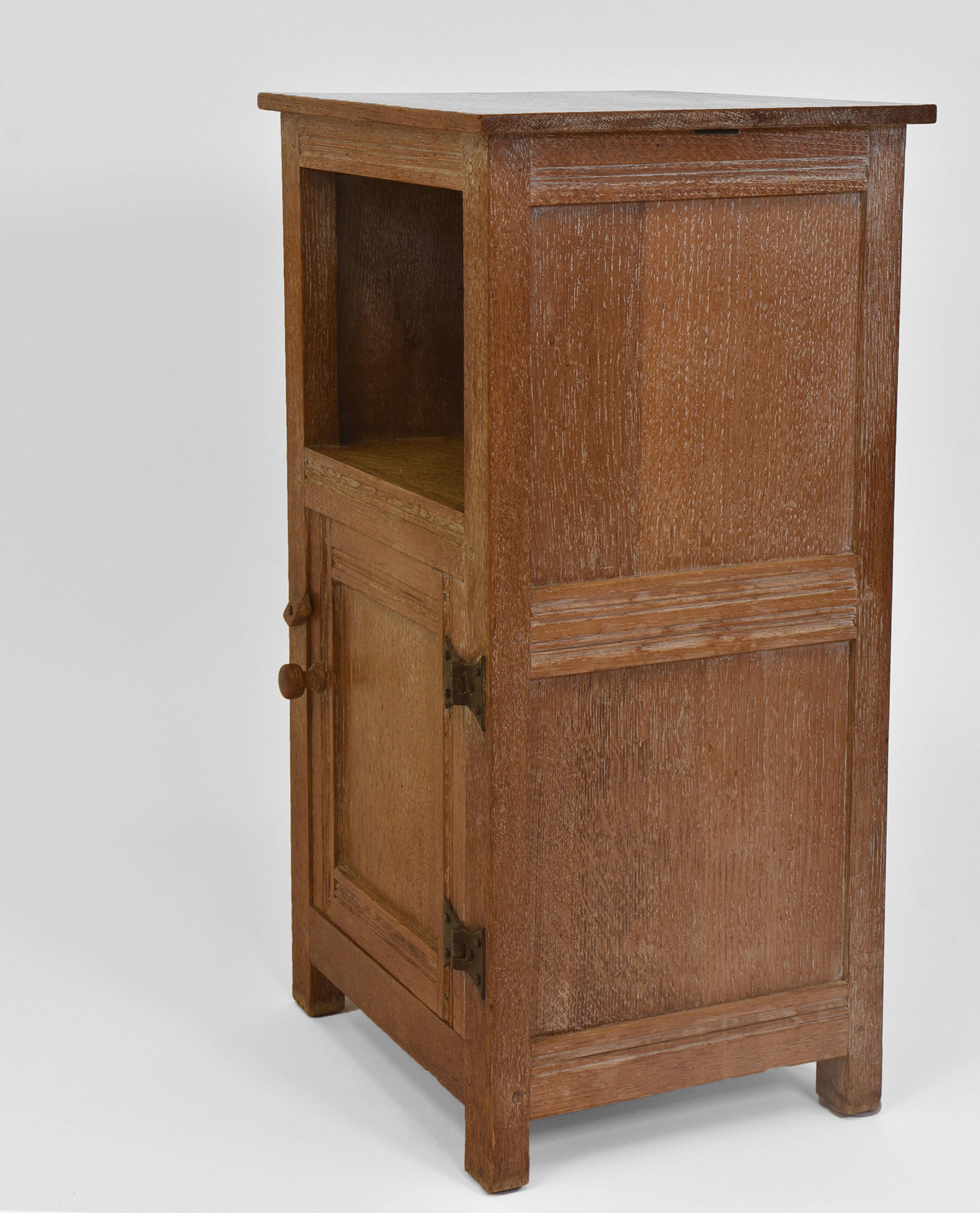 Hand-Crafted Heals Limed Oak Night Table Bedside Cabinet Circa 1930s