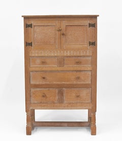 Heals Limed Oak Tallboy Cabinet Circa 1930s