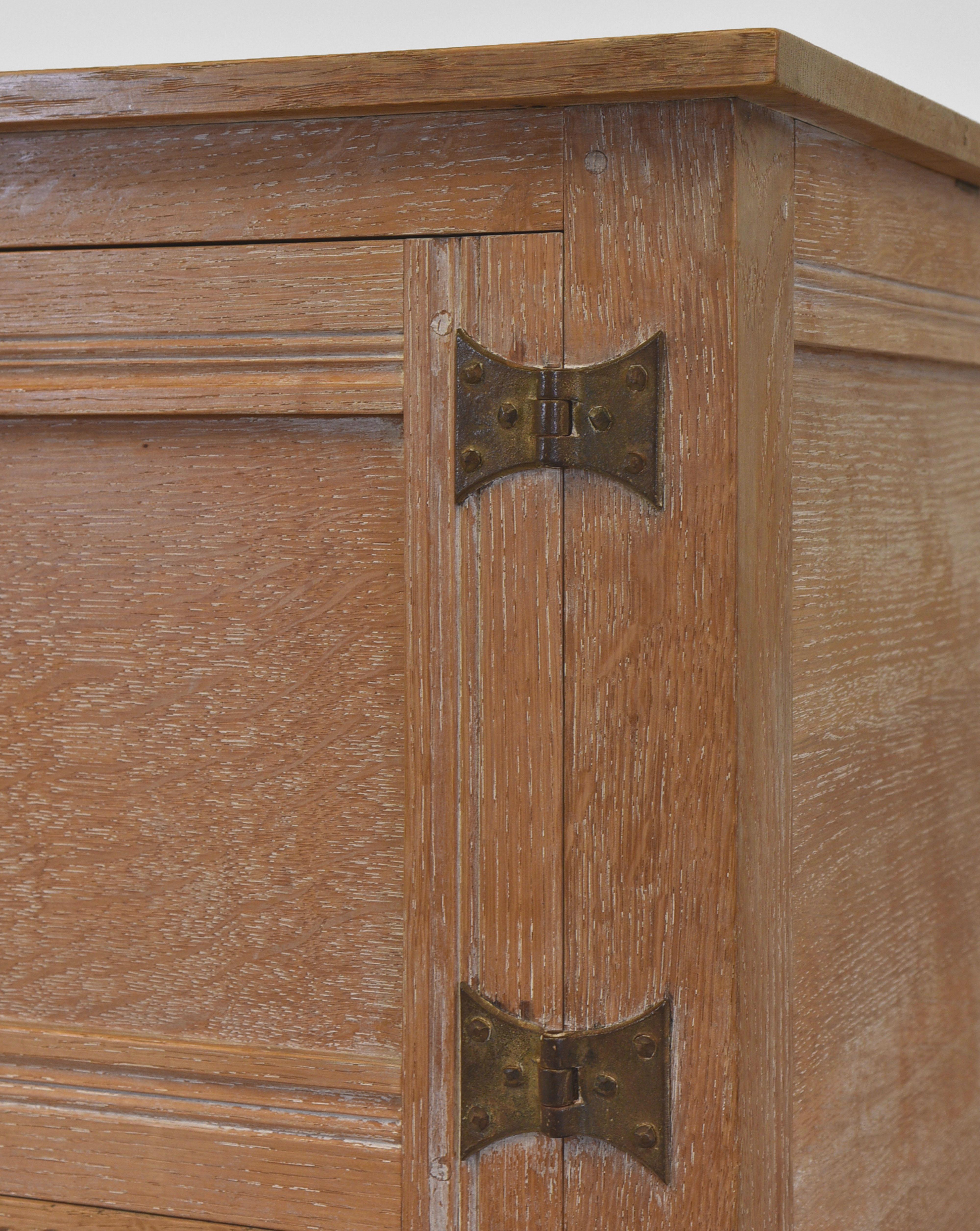 English Heals Limed Oak Tallboy Cabinet Circa 1930s