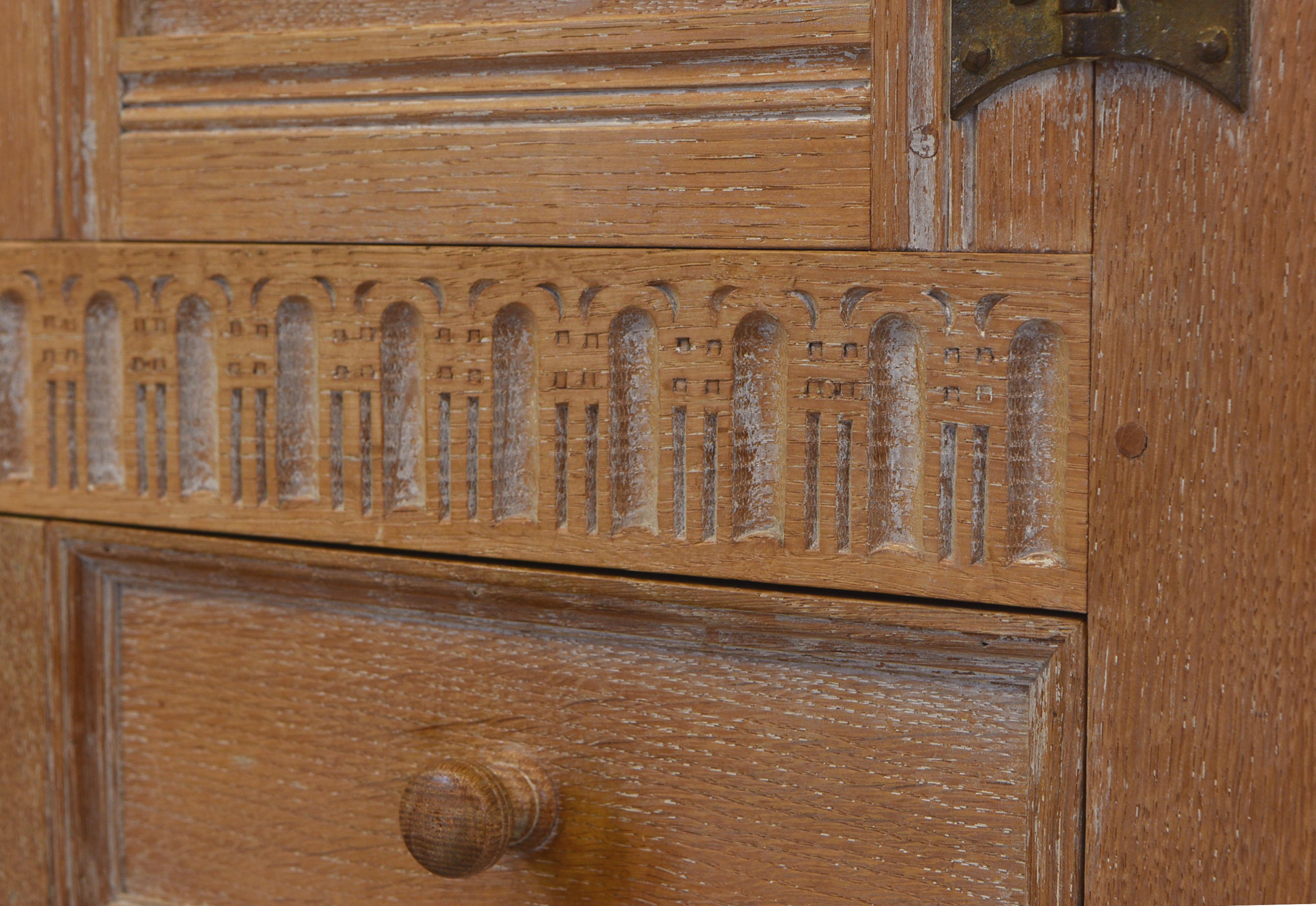 Heals Limed Oak Tallboy Cabinet Circa 1930s 1