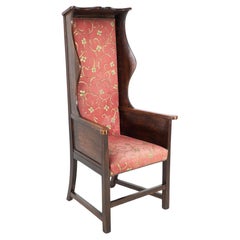 Heals of London Attribue un grand fauteuil Arts & Crafts en chêne avec dossier à oreilles ou fauteuil Porter
