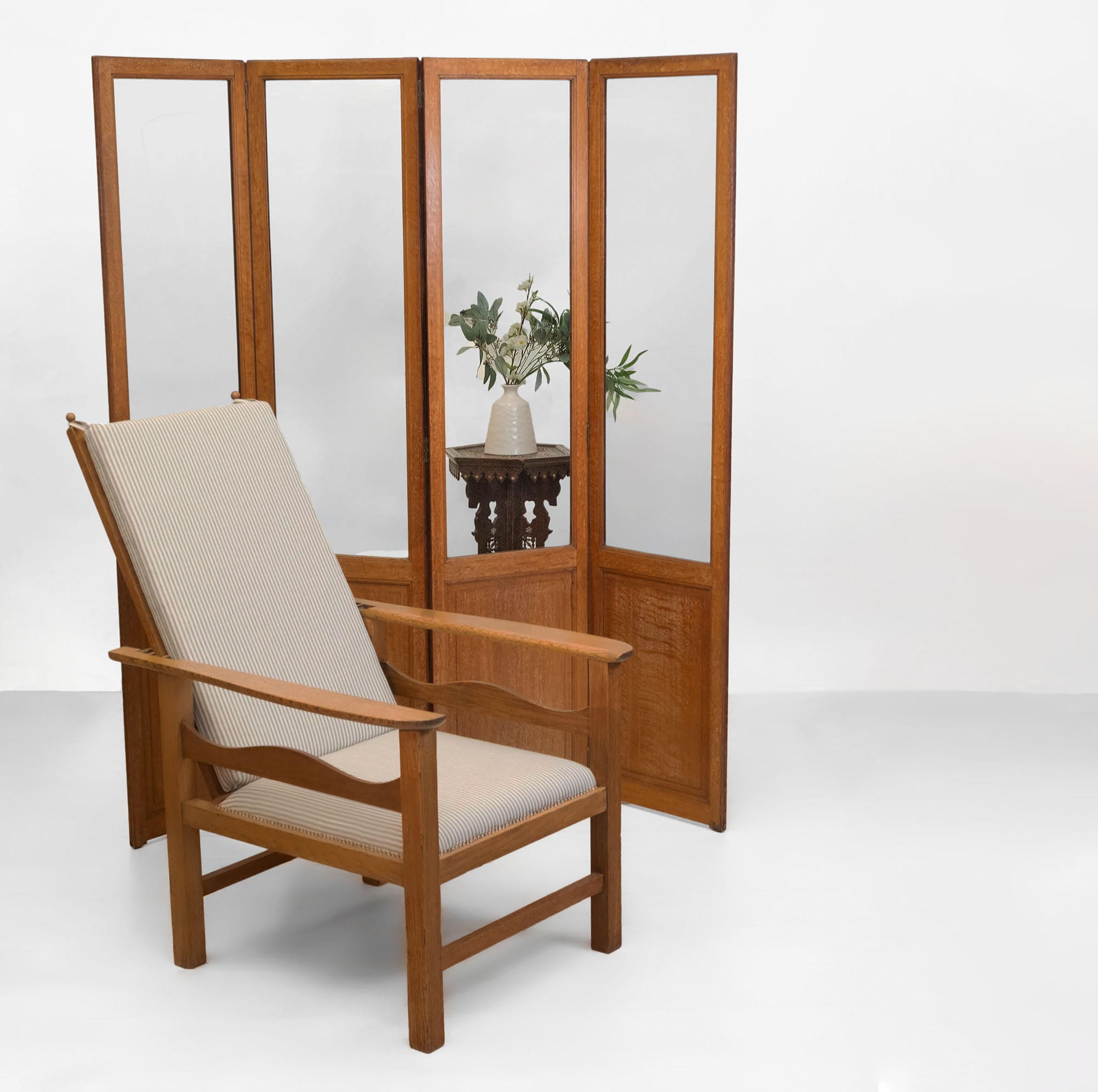 Art Déco Paravento in rovere sbiancato di Heals Of London in stile Cotswold School 1920s in vendita