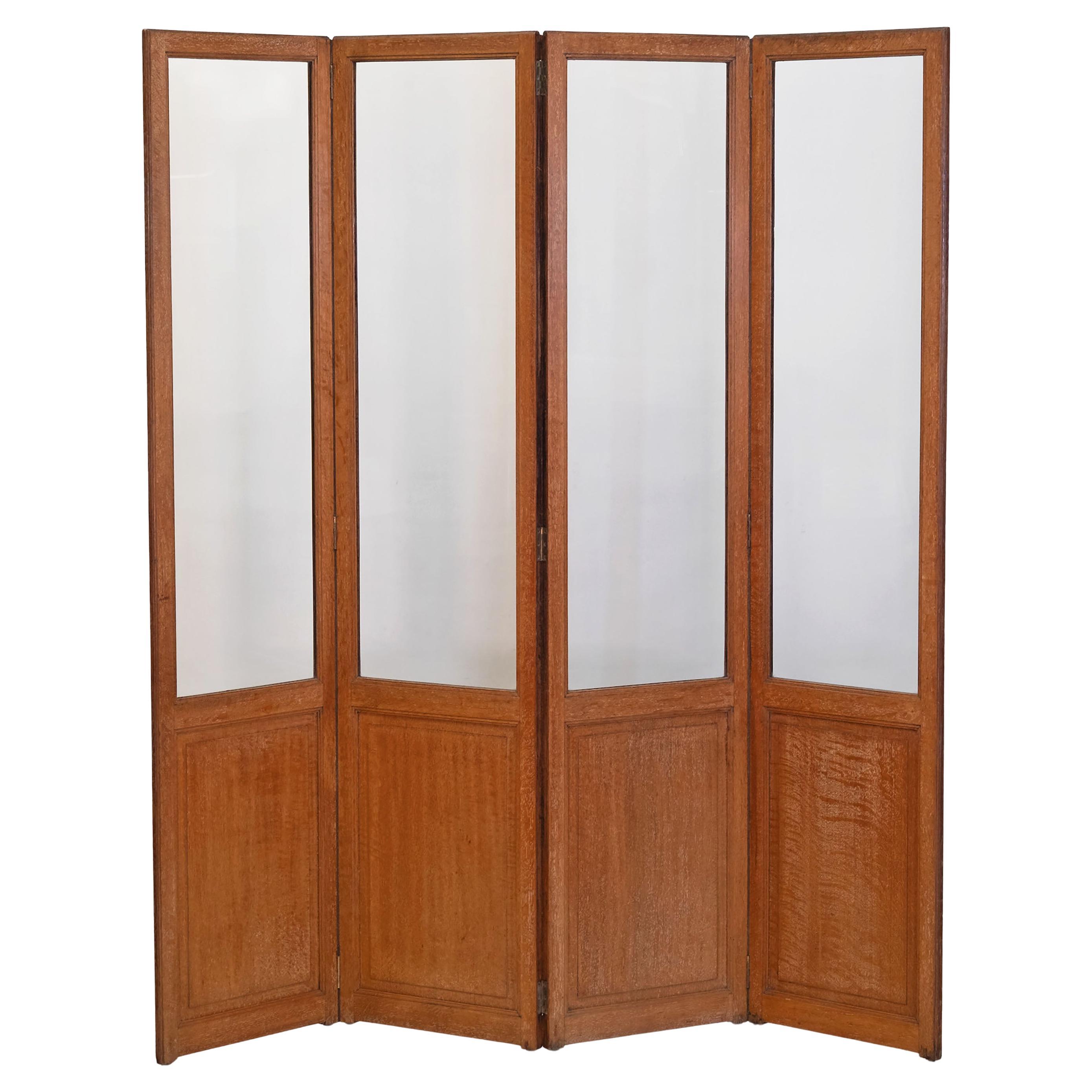 Paravento in rovere sbiancato di Heals Of London in stile Cotswold School 1920s