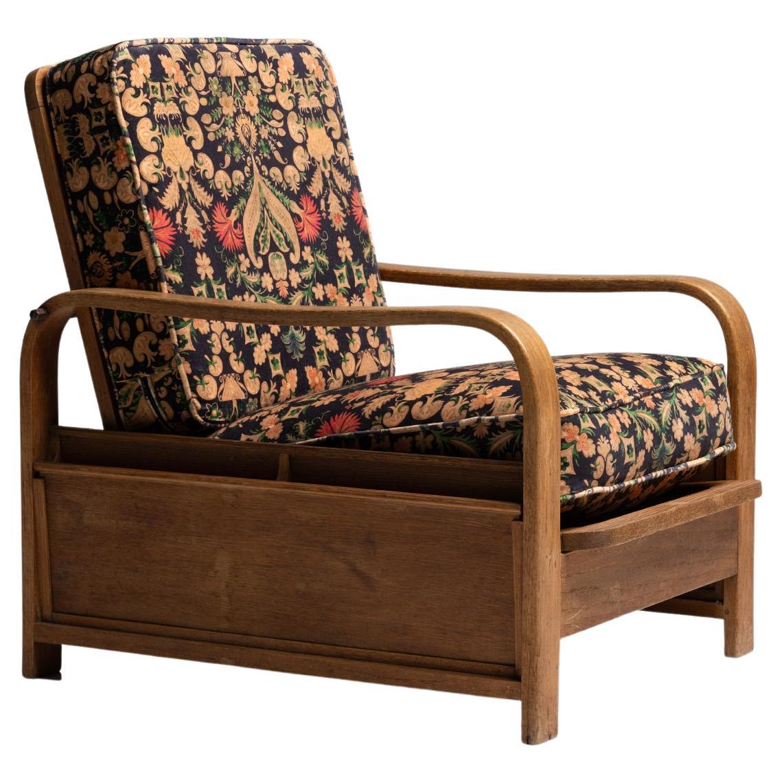 Heals of London Oak Reading Chair, England, Circa 1920