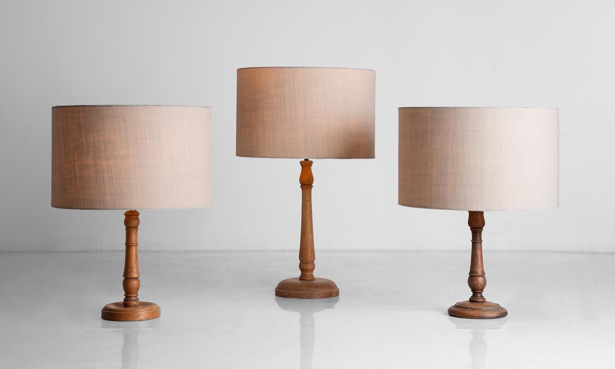 *Please note the price is per unit, and the lamps are sold individually*

Heals of London Oak table lamps

England circa 1920

Originally used at Magdalen College Oxford

Measures: 14.75” diameter x 19.5” - 23.75” height.
  